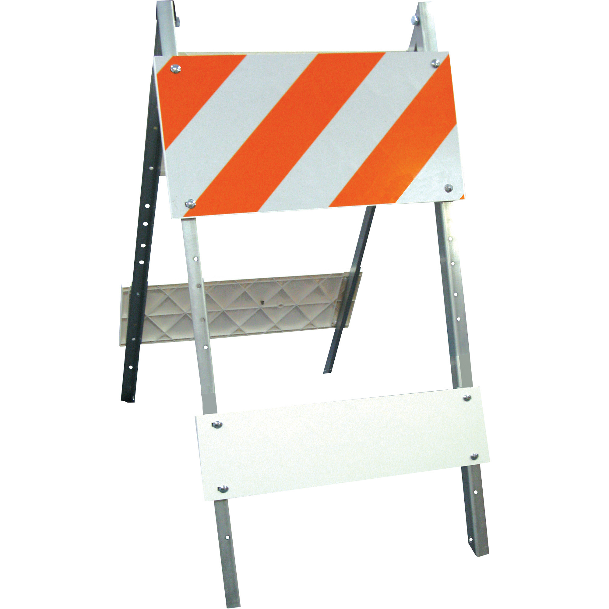 Plasticade Combocade Type I Engineer Grade Steel Leg/Plastic Board Barricade, Orange, Model# 105G-T12EGB6